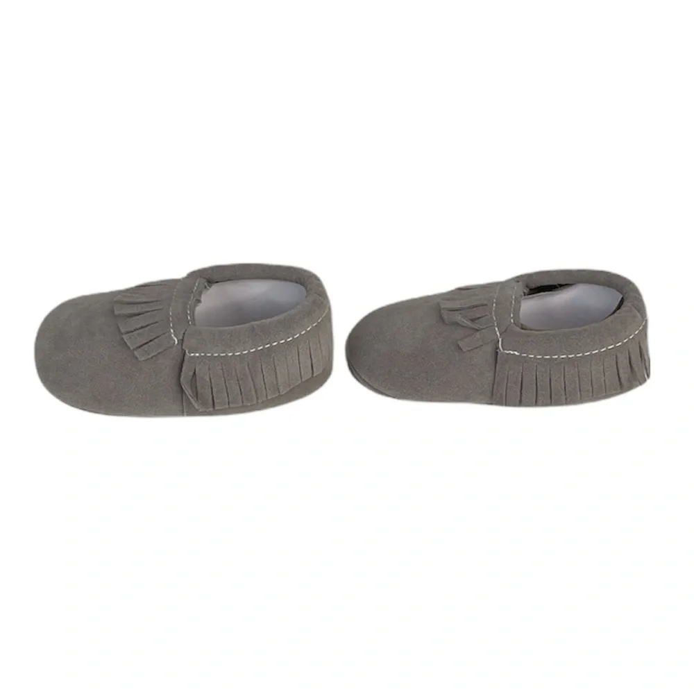 Hello Happy Baby Moccasins Shoes, Gray, 0-6 Months